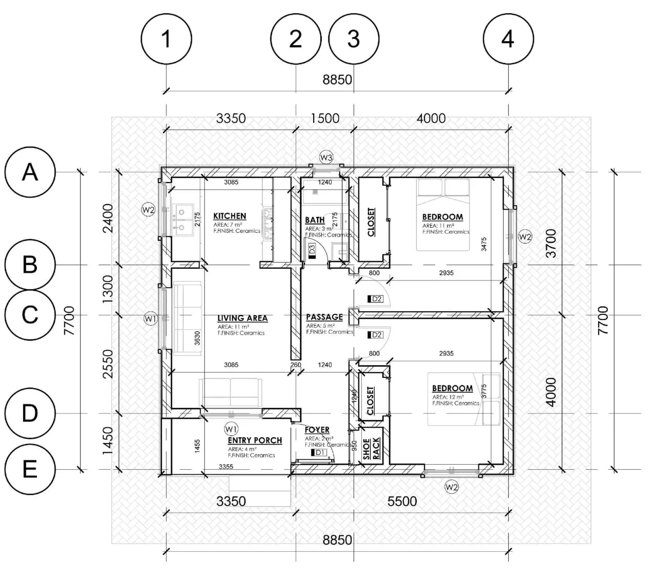 Structural grid plan drawing