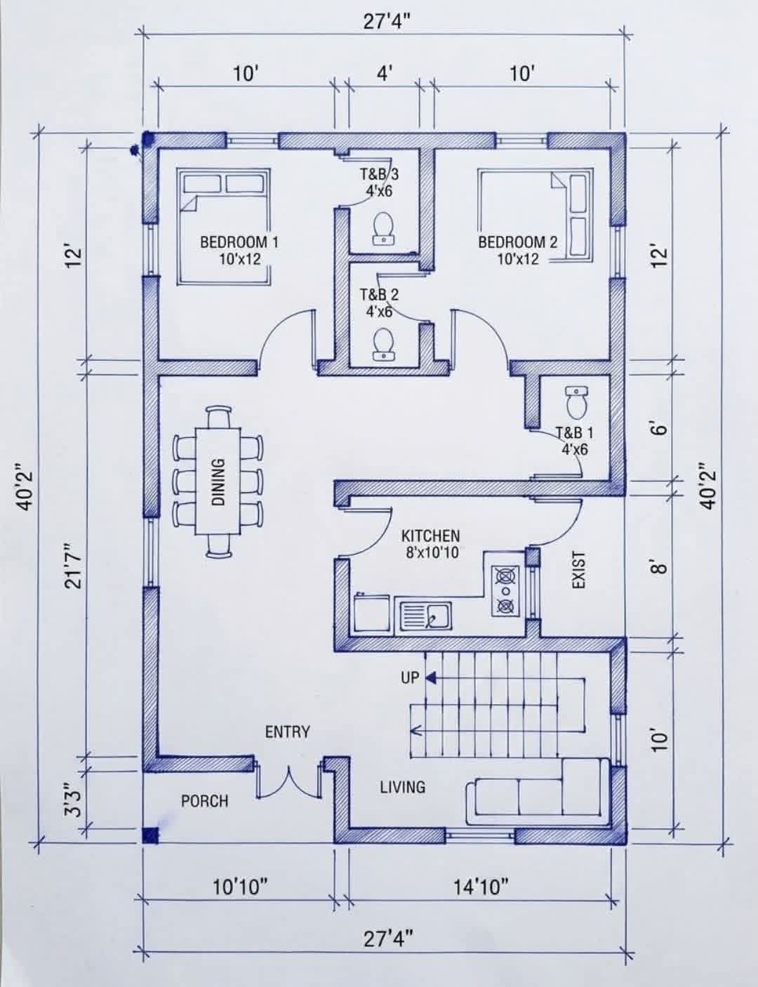 Residential floor plan with dimensions