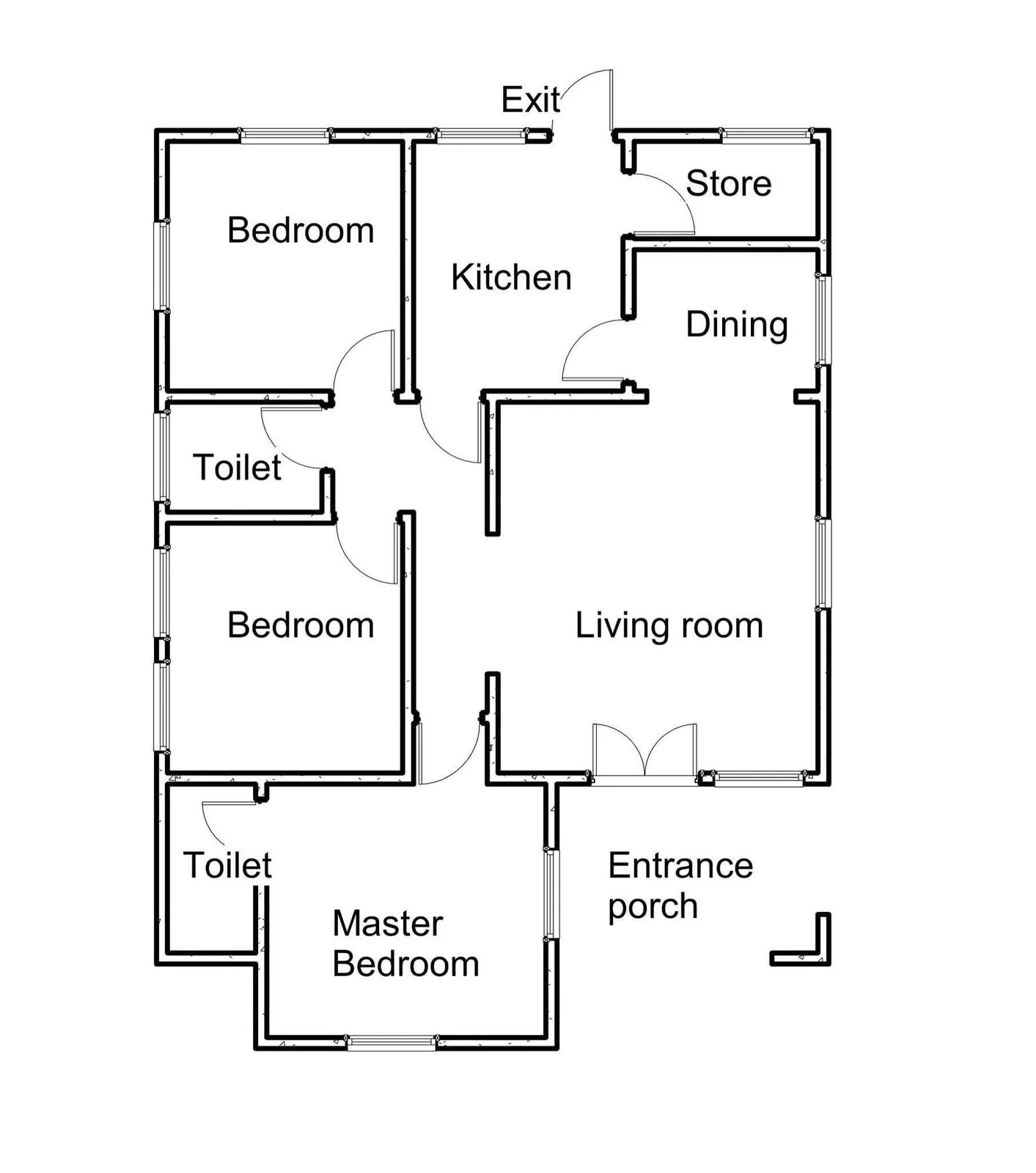 Simple black and white floor plan