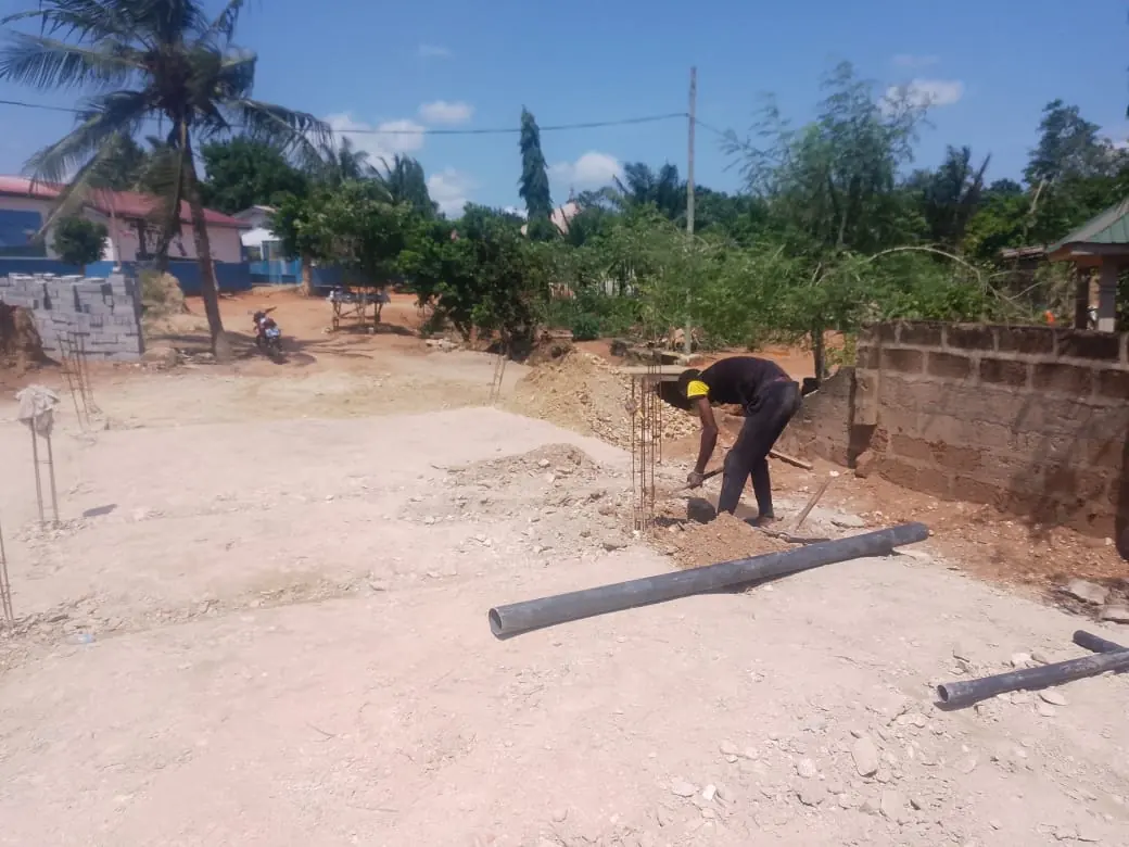 Construction foundation blockwork in progress