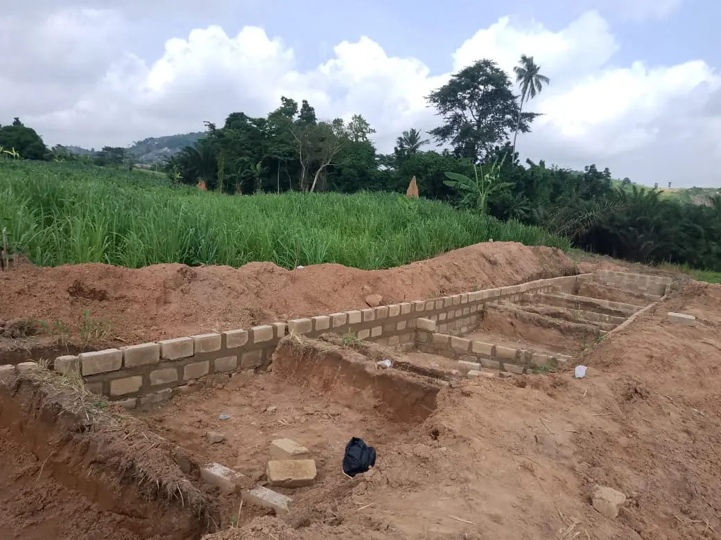 Foundation blockwork across open land